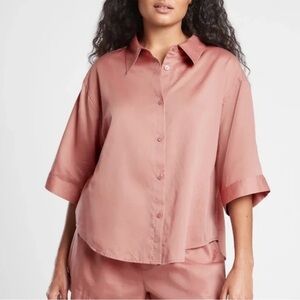 Athleta Womens Dreams Sleep Oversized Top Sz Medium Mauve Pink Shirt Loungewear